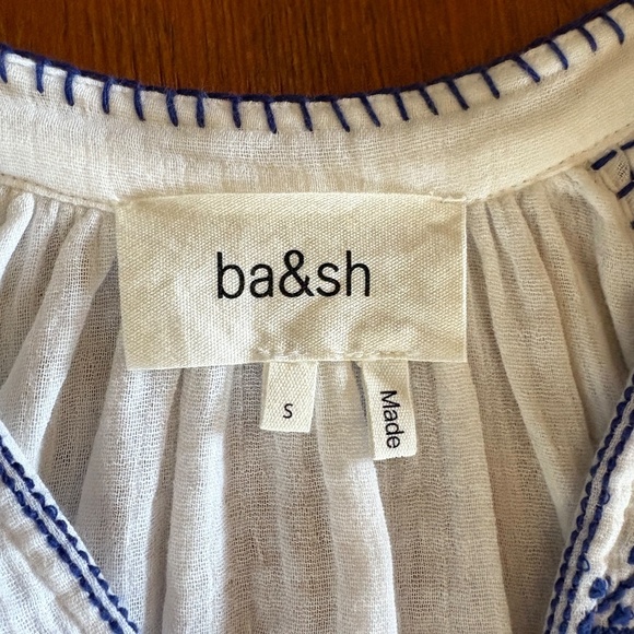 NWT ba&sh Cotton Embroidered Boho Eglantine Blouse White, Blue, Size Small - Picture 5 of 15